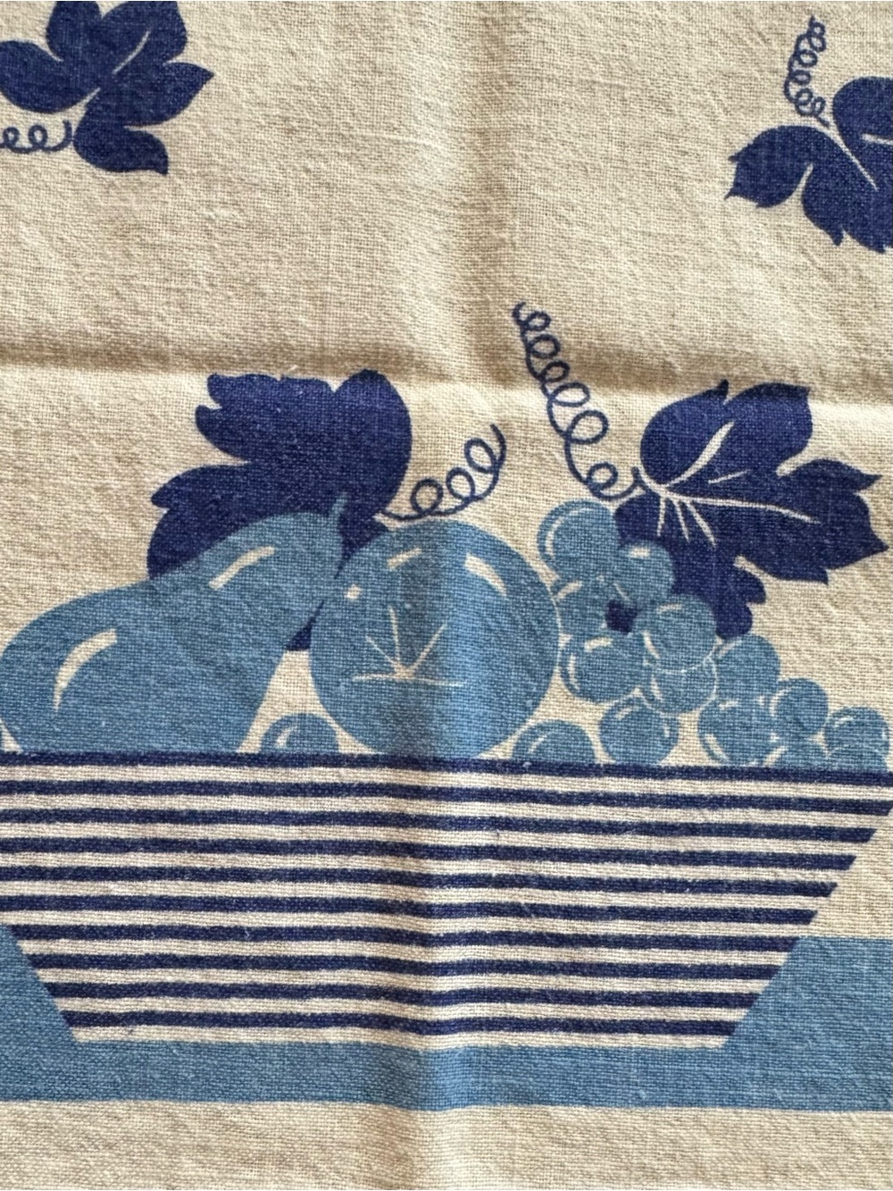 Vintage Canon Cotton Blue Fruit Bowl Printed Kitchen Towel